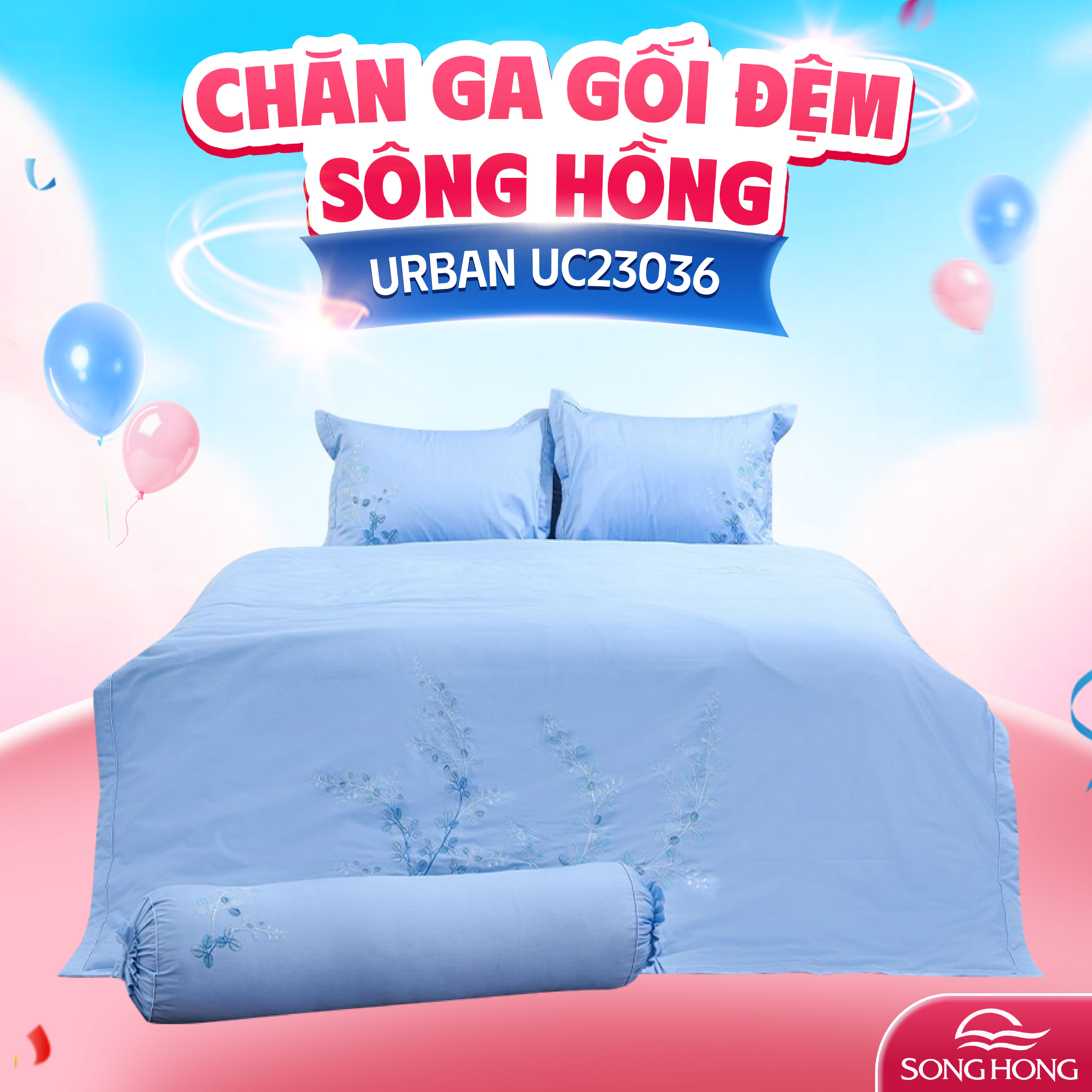 Chăn ga gối sông hồng cao cấp Urban UC23036 200x220cm ga chun