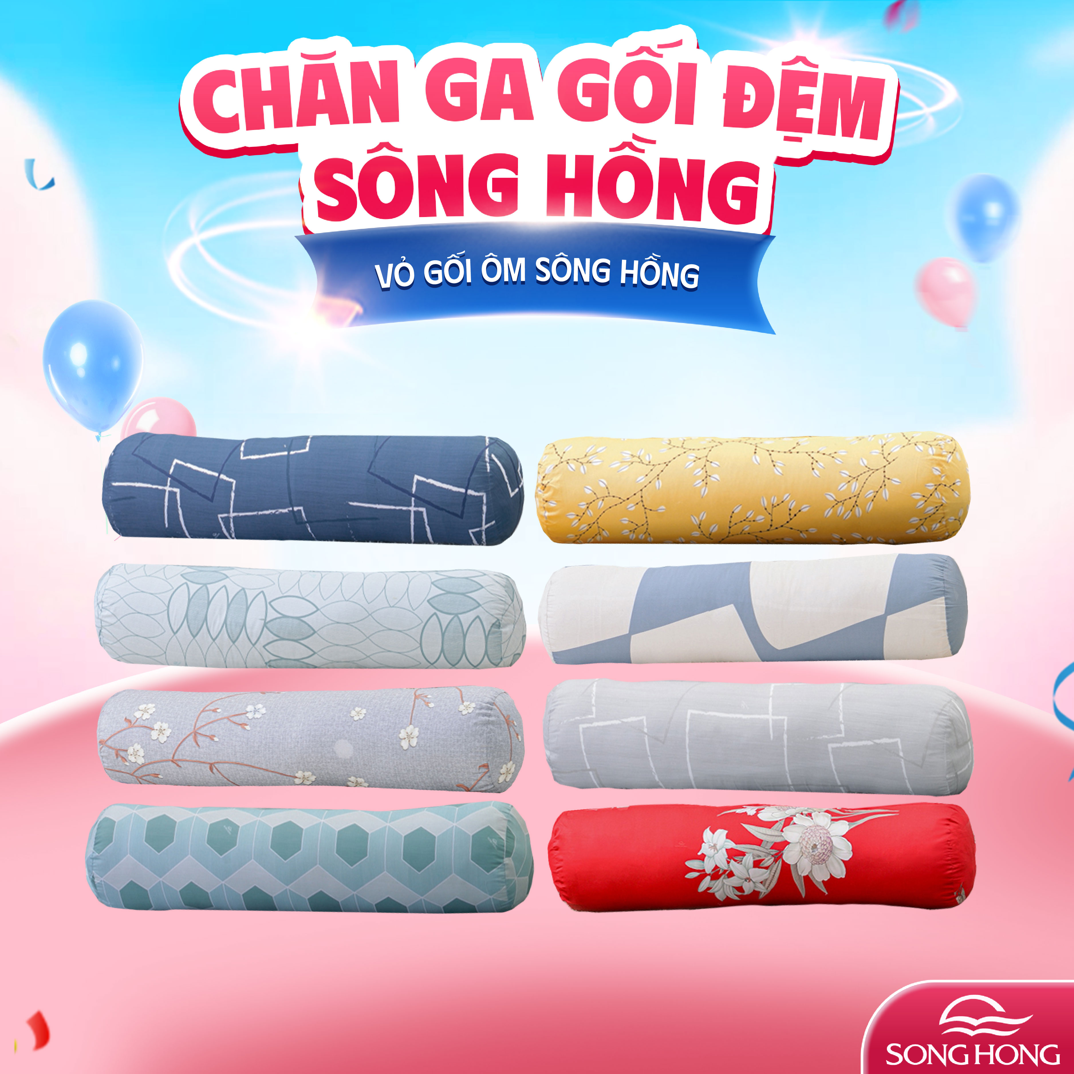 Vỏ gối ôm Sông Hồng Basic cotton 