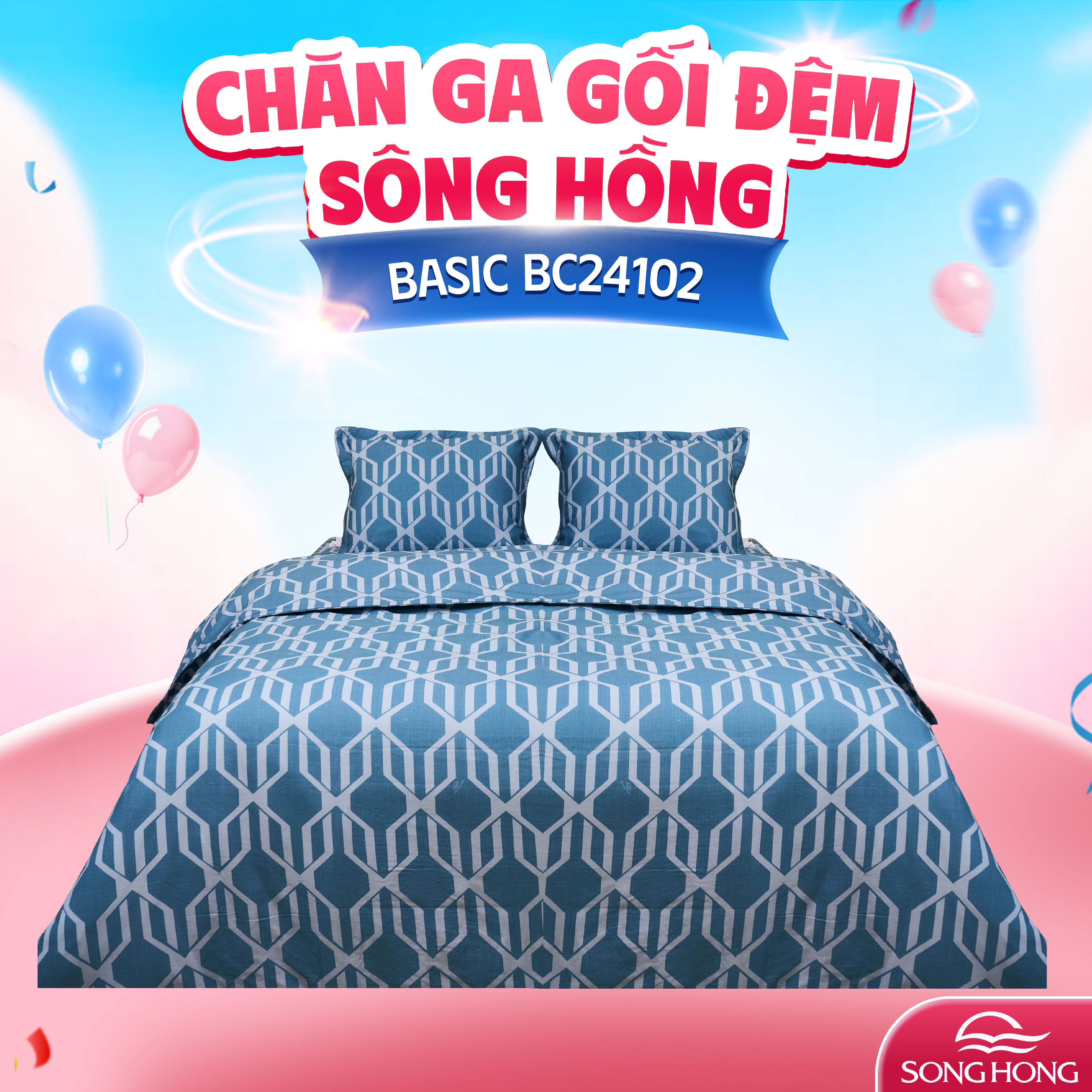 Vỏ chăn xuân thu Sông Hồng basic cotton BC24102