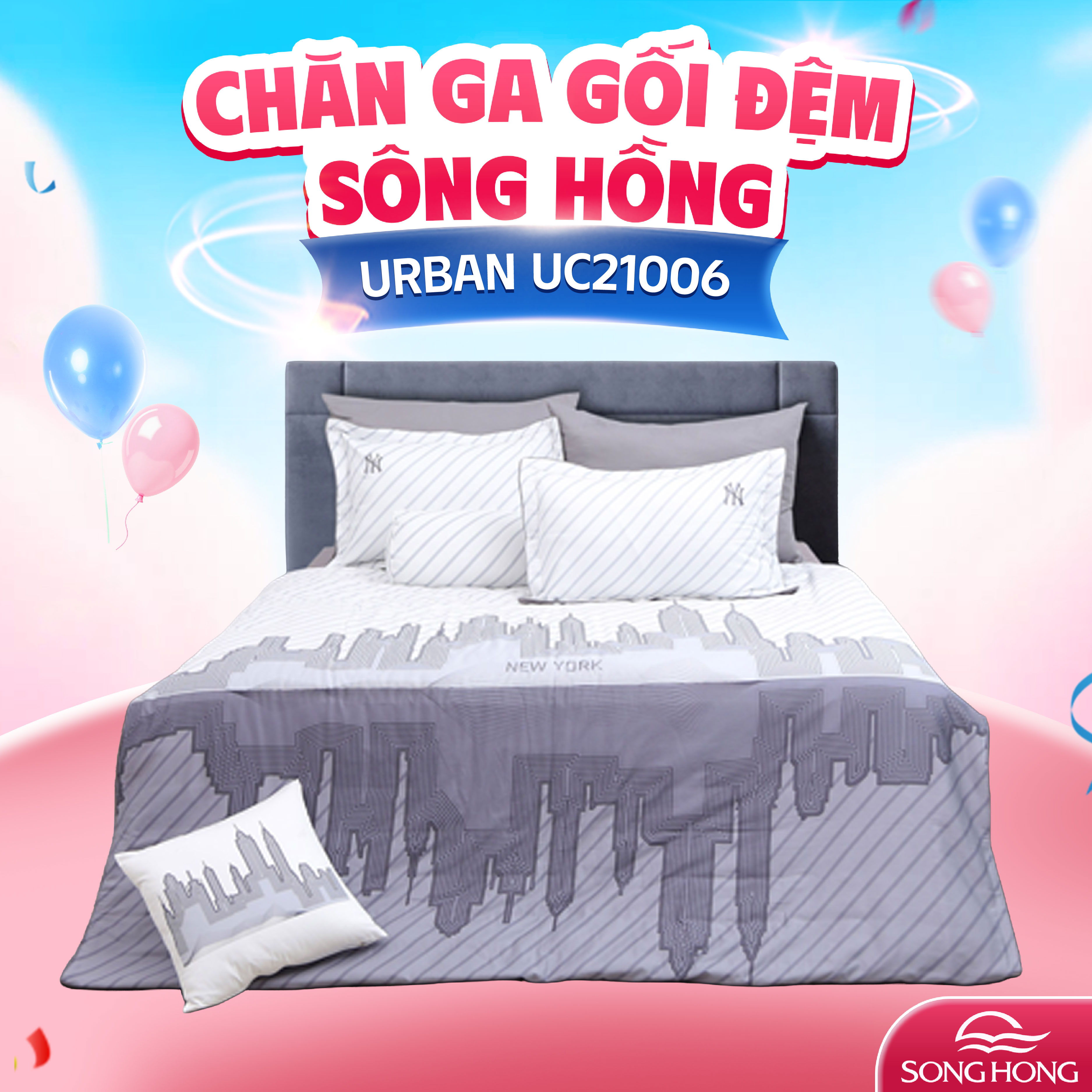Chăn ga gối sông hồng cao cấp Urban UC21006 200x220 ga chun