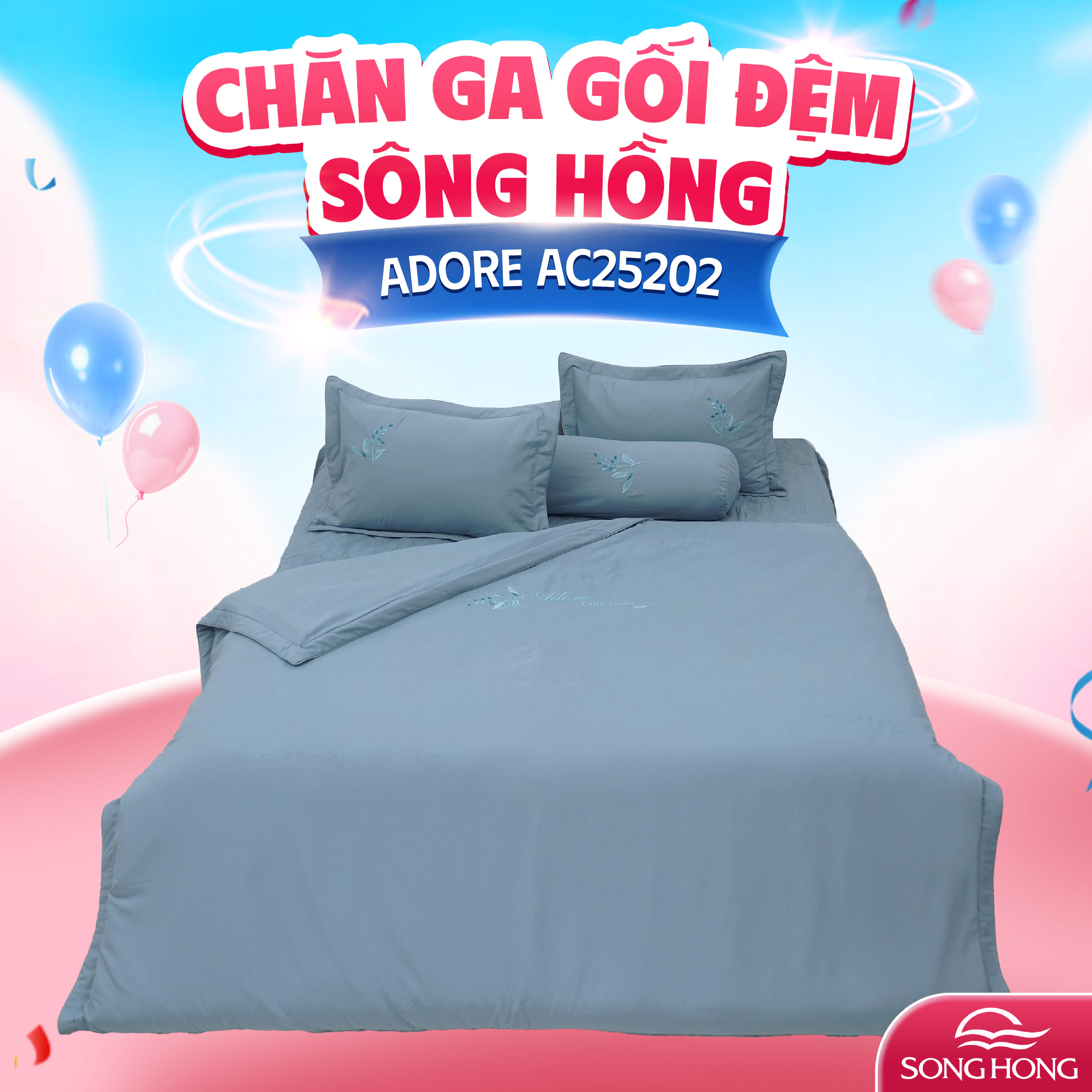 Chăn ga gối Sông Hồng Adore AC25202