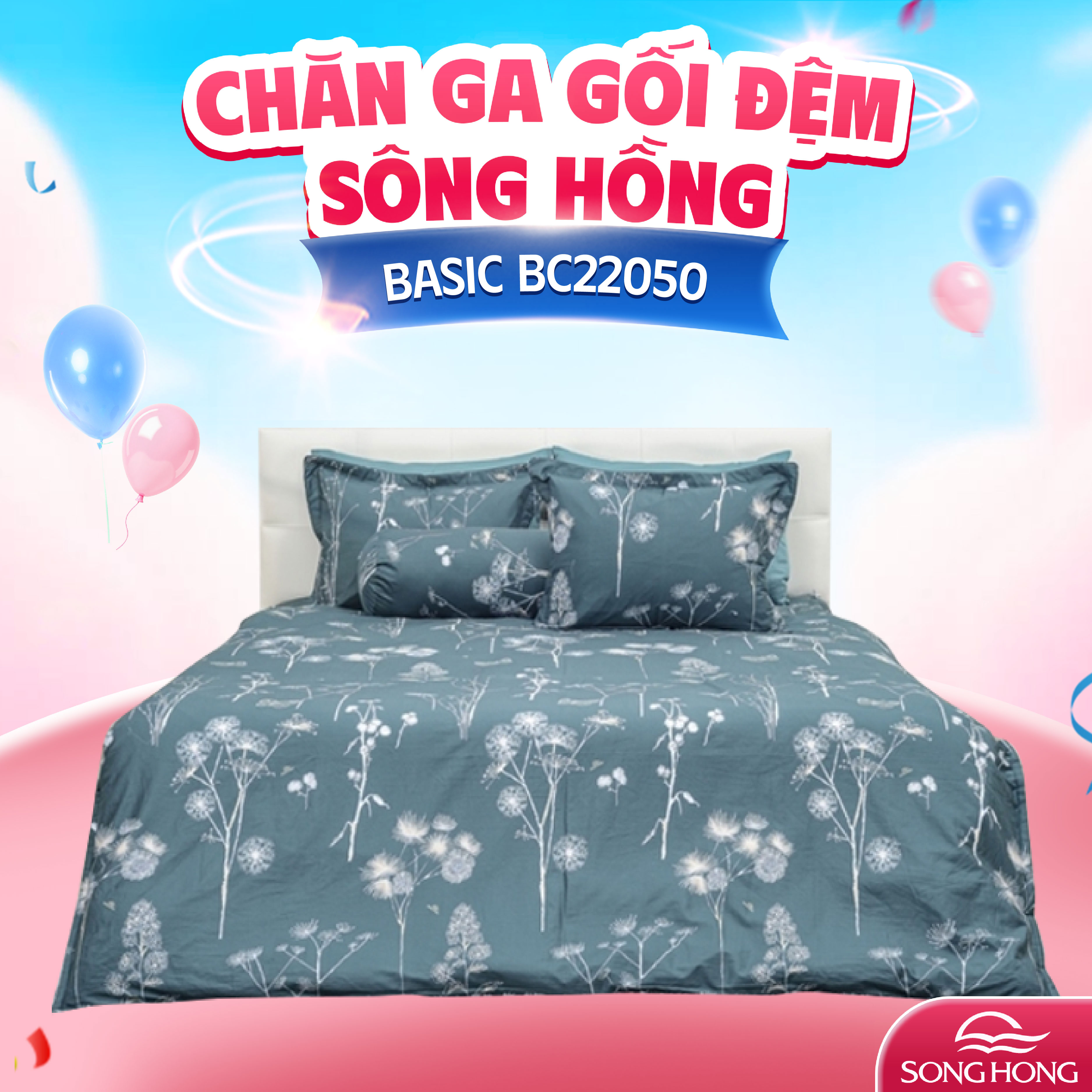 Vỏ chăn xuân thu Sông Hồng basic cotton BC22050