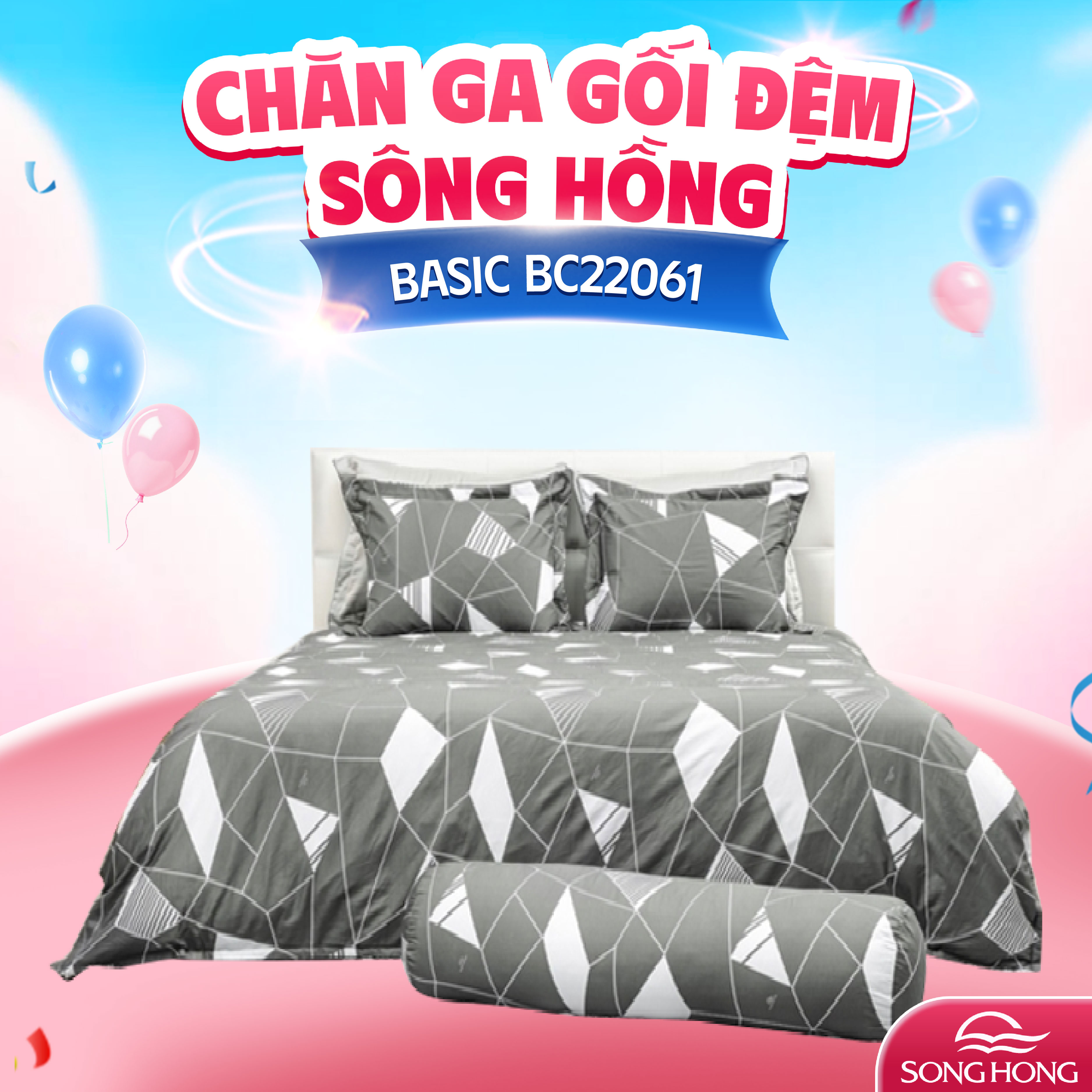 Chăn ga gối Sông Hồng Basic cotton BC22061