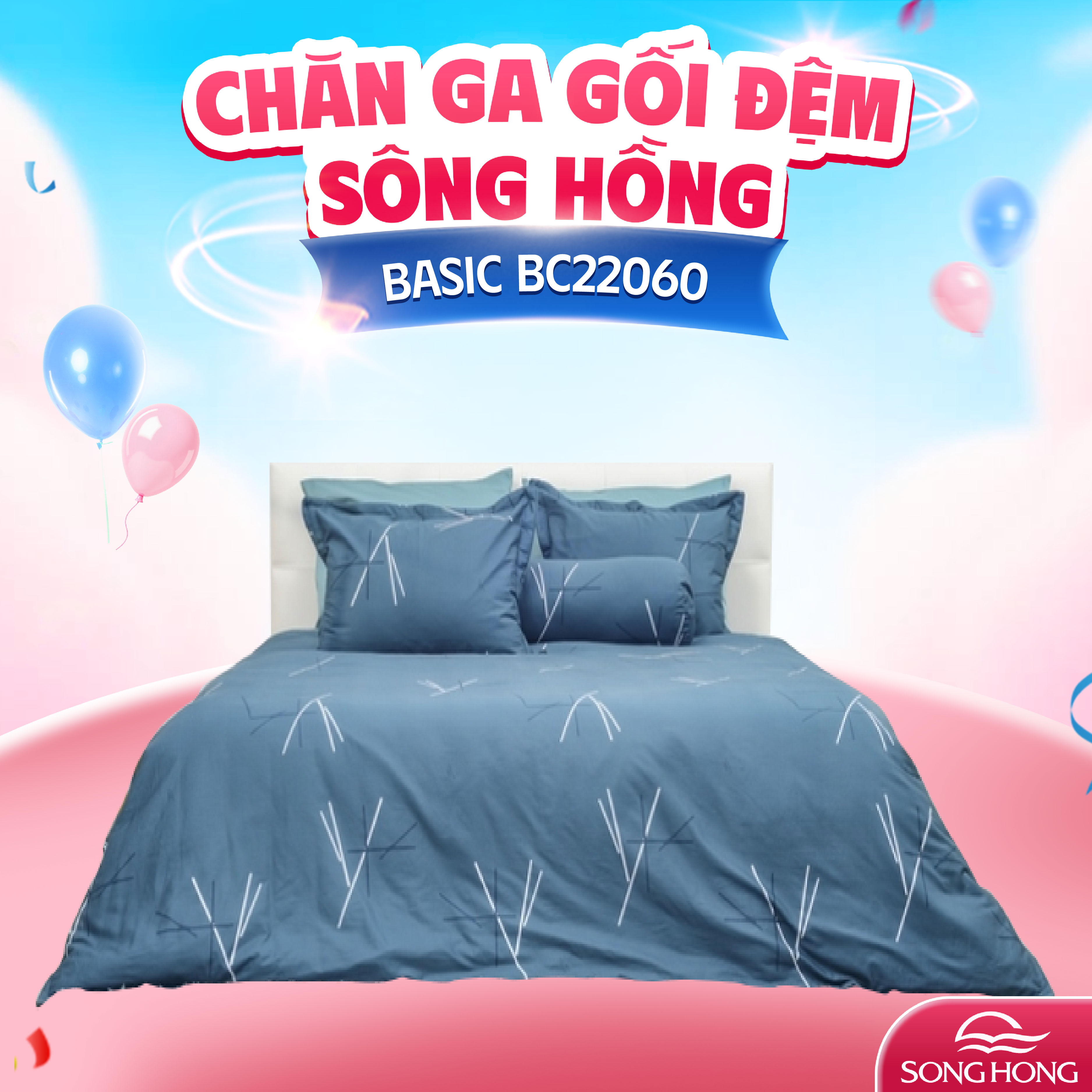 Vỏ chăn xuân thu Sông Hồng basic cotton BC22060