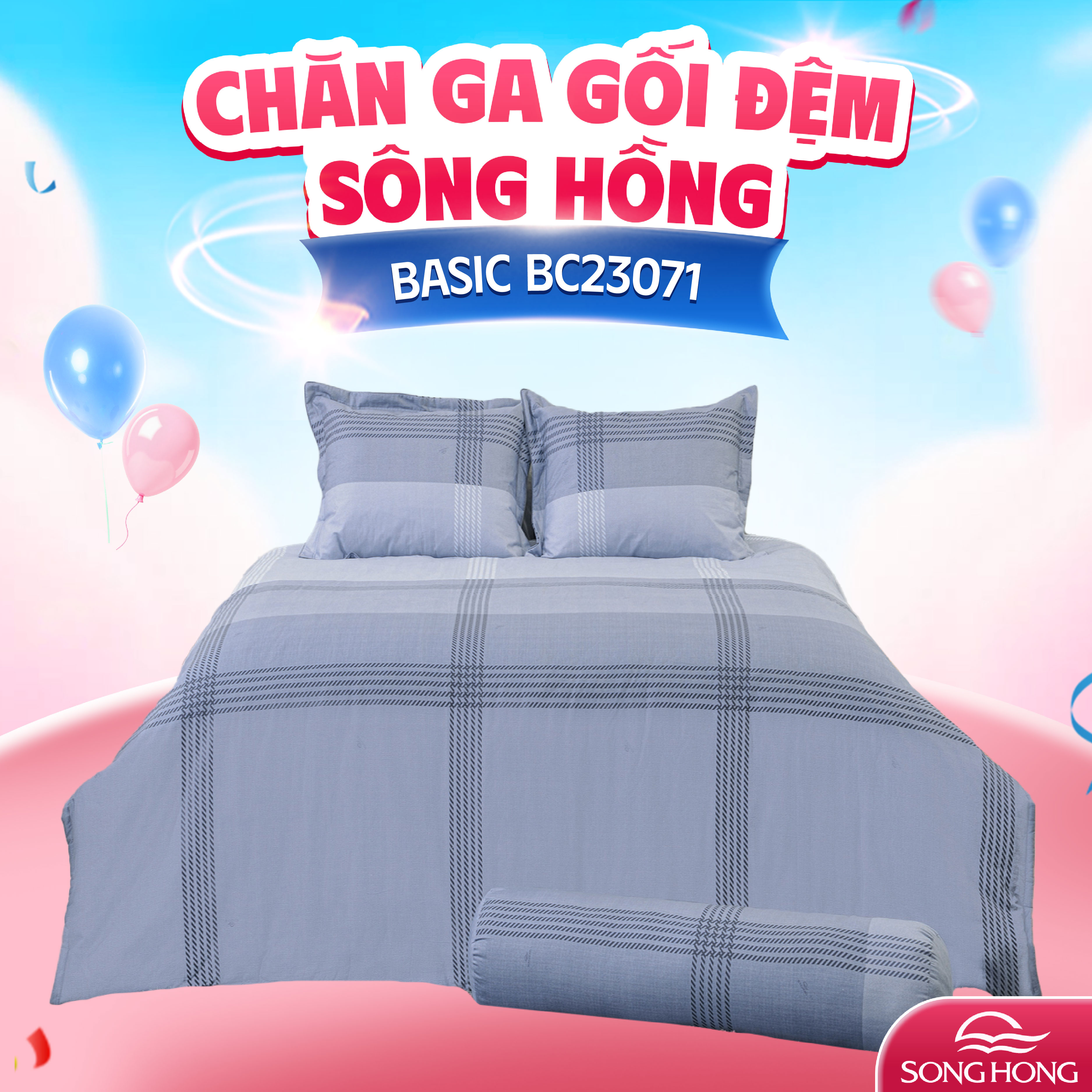 Chăn ga gối Sông Hồng Basic cotton BC23071 200x220cm