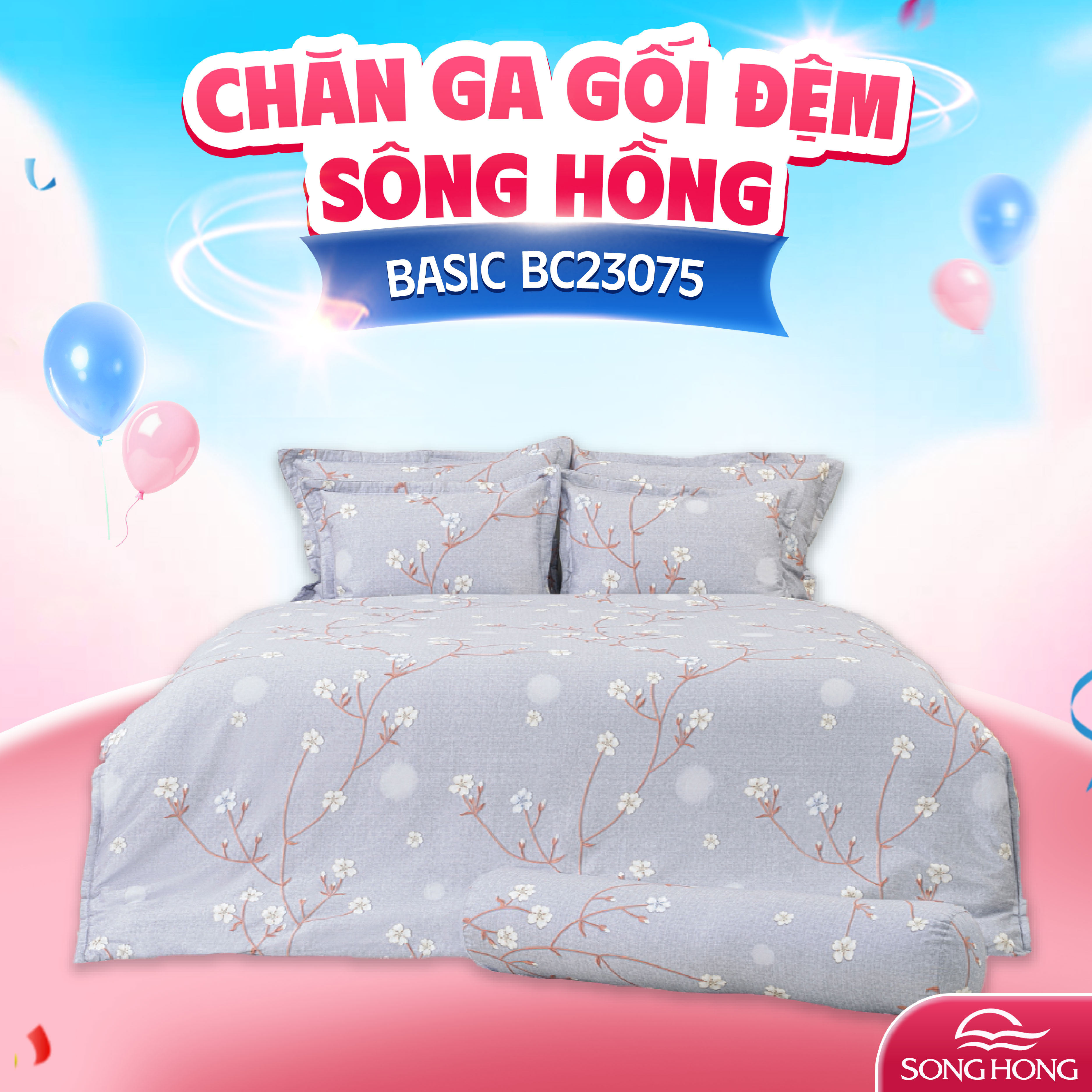 Vỏ chăn xuân thu Sông Hồng basic cotton BC23075